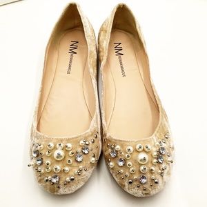 {Neiman Marcus} Mastery Embellished Ballet Flats